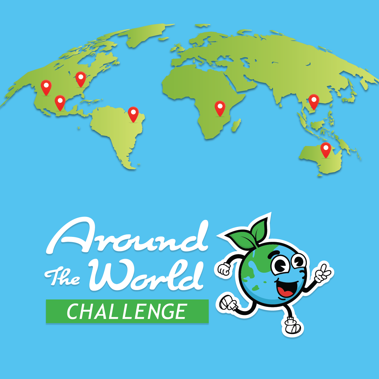 Animated image of the earth with several locations highlighted