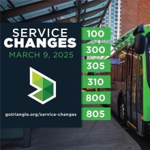 Service Changes on March for Routes 100, 300, 305, 310, 800, and 805