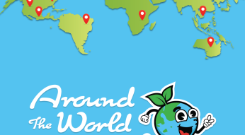 Animation of a map of the world with several locations noted.